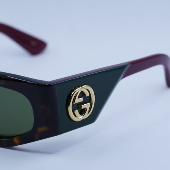 Exclusive Sale! Gucci GG1664S 002 Sunglasses - Havana Frame, Green Lenses main image 8